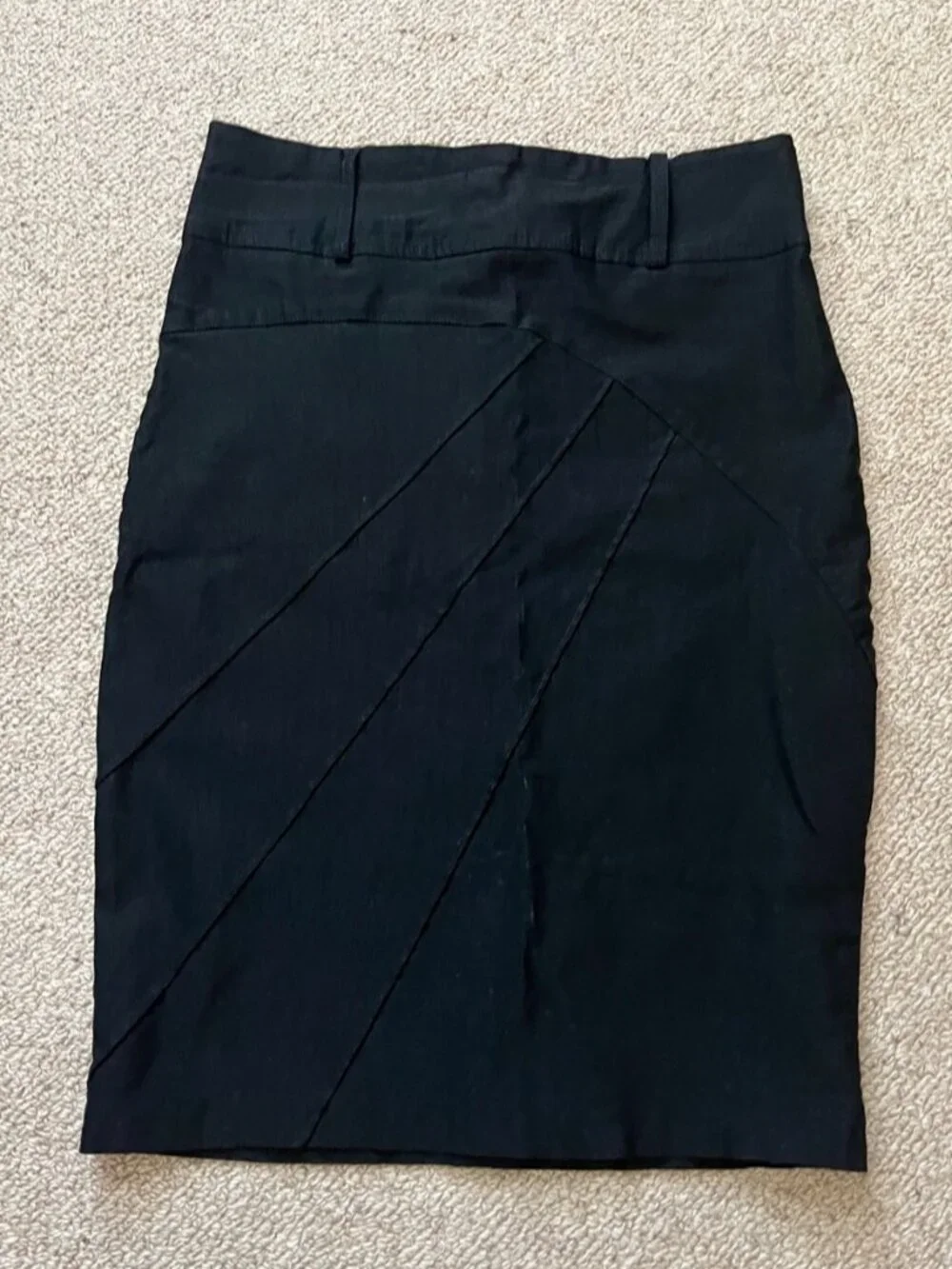 Classic Black Pencil Skirt with Panel Detail- L